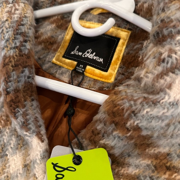 Sam Edelman Cream and Brown Plaid Trench Coat - Picture 4 of 6